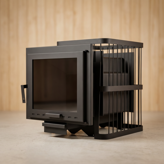 Печь банная ComfortProm СТАЛЬ 8 мм, для парной до 20 кубов, вес 95 кг, длина дров до 40 см, на 130 кг камней, ПАНОРАМА	