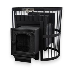 Печь банная ComfortProm СТАЛЬ 8 мм 20м3, чугунная дверь со стеклом