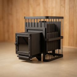 Печь банная ComfortProm СТАЛЬ 8 мм 20м3, чугунная дверь со стеклом