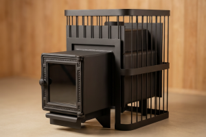 Печь банная ComfortProm СТАЛЬ 8 мм 20м3, чугунная дверь со стеклом