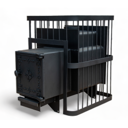 Печь банная ComfortProm СТАЛЬ 8 мм, для парной до 20 кубов, вес 90 кг, длина дров до 40 см, на 130 кг камней, чугунная дверь