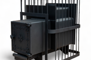 Печь банная ComfortProm СТАЛЬ 8 мм, для парной до 20 кубов, вес 90 кг, длина дров до 40 см, на 130 кг камней, чугунная дверь