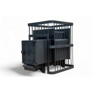 Печь банная ComfortProm СТАЛЬ 8 мм, для парной до 16 кубов, вес 80 кг, длина дров до 30 см, на 130 кг камней, чугунная дверь