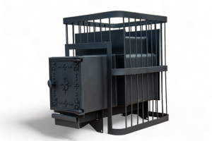 Печь банная ComfortProm СТАЛЬ 8 мм, для парной до 16 кубов, вес 80 кг, длина дров до 30 см, на 130 кг камней, чугунная дверь