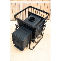 Печь банная ComfortProm СТАЛЬ 8 мм, для парной до 20 кубов, вес 90 кг, длина дров до 40 см, на 130 кг камней, чугунная дверь