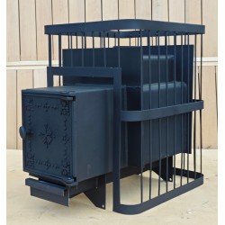 Печь банная ComfortProm СТАЛЬ 8 мм, для парной до 16 кубов, вес 80 кг, длина дров до 30 см, на 130 кг камней, чугунная дверь