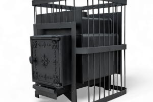 Печь банная ComfortProm СТАЛЬ 8 мм БЕЗ ВЫНОСА, для парной до 20 кубов, вес 86 кг, длина дров до 40 см, на 130 кг камней, чугунная дверь