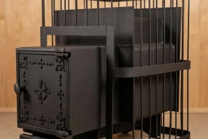 Печь банная ComfortProm СТАЛЬ 8 мм, для парной до 20 кубов, вес 90 кг, длина дров до 40 см, на 130 кг камней, чугунная дверь