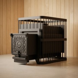 Печь банная ComfortProm СТАЛЬ 8 мм, для парной до 26 кубов, вес 105 кг, длина дров до 50 см, на 160 кг камней, чугунная дверь