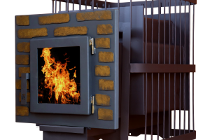 Печь банная ComfortProm СТАЛЬ 8 мм, для парной до 26 кубов, вес 104 кг, длина дров до 50 см, на 160 кг камней, дверь со стеклом декор