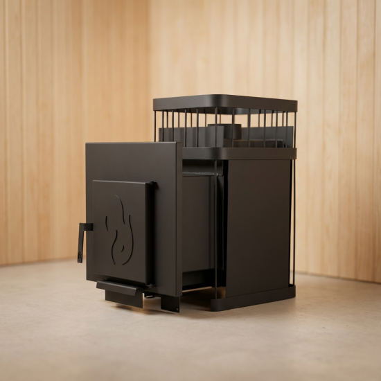 Печь банная ComfortProm СТАЛЬ 3 мм, для парной до 14 кубов, вес 46 кг, длина дров до 29 см, на 20кг камней, стальная дверь ОГОНЕК