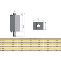 Бак на трубе 55л. прямоугольный ф115 (AISI 304/439)