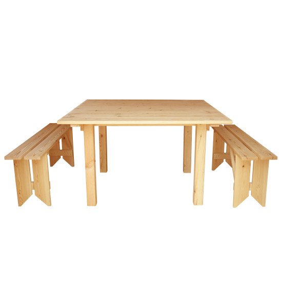 Стол со скамейками деревянные ComfortProm