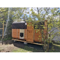 Баня квадро-бочка ComfortProm 4 метра с печным узлом и предбанником