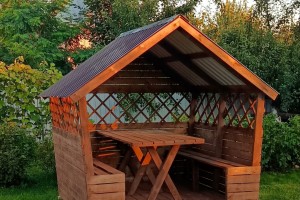 Беседка деревянная ComfortProm Теремок с двухскатной крышей 2x2 метра БЕСПЛАТНАЯ ДОСТАВКА ПО БЕЛАРУСИ